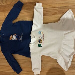 Ralph Lauren White Ruffle Sweatshirt Dress with Colorful Embroidery